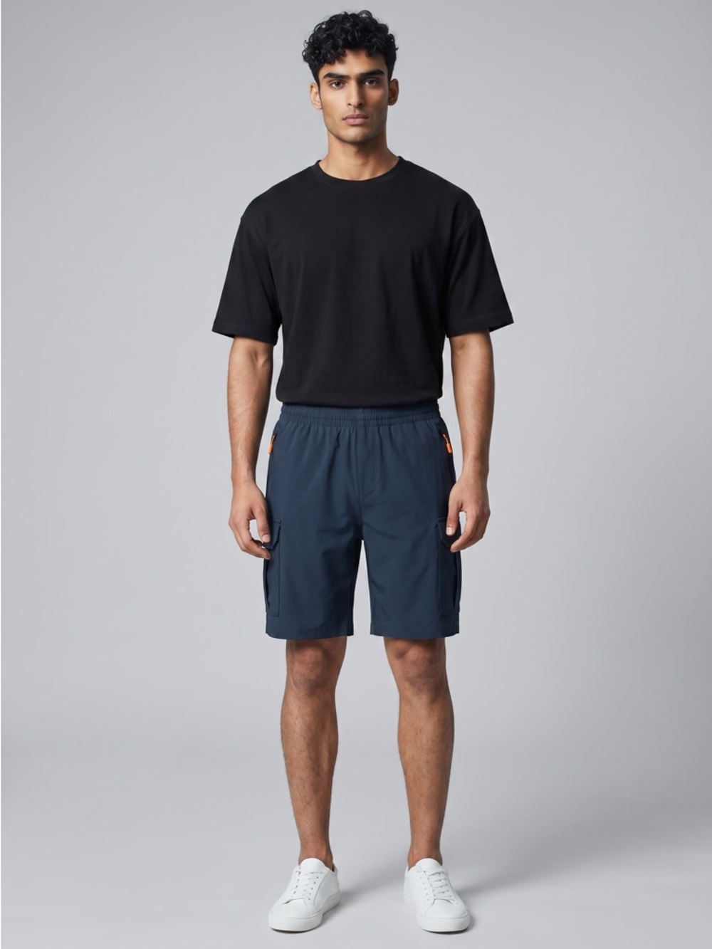 NWT XL Men's Deep Navy Performance Hybrid Shorts with Cargo Pockets